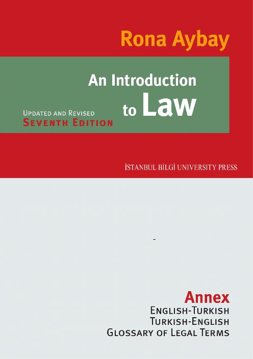 An Introduction to Law Rona Aybay'ın Hukuka Giriş Kitabı'nın İngilizcesi